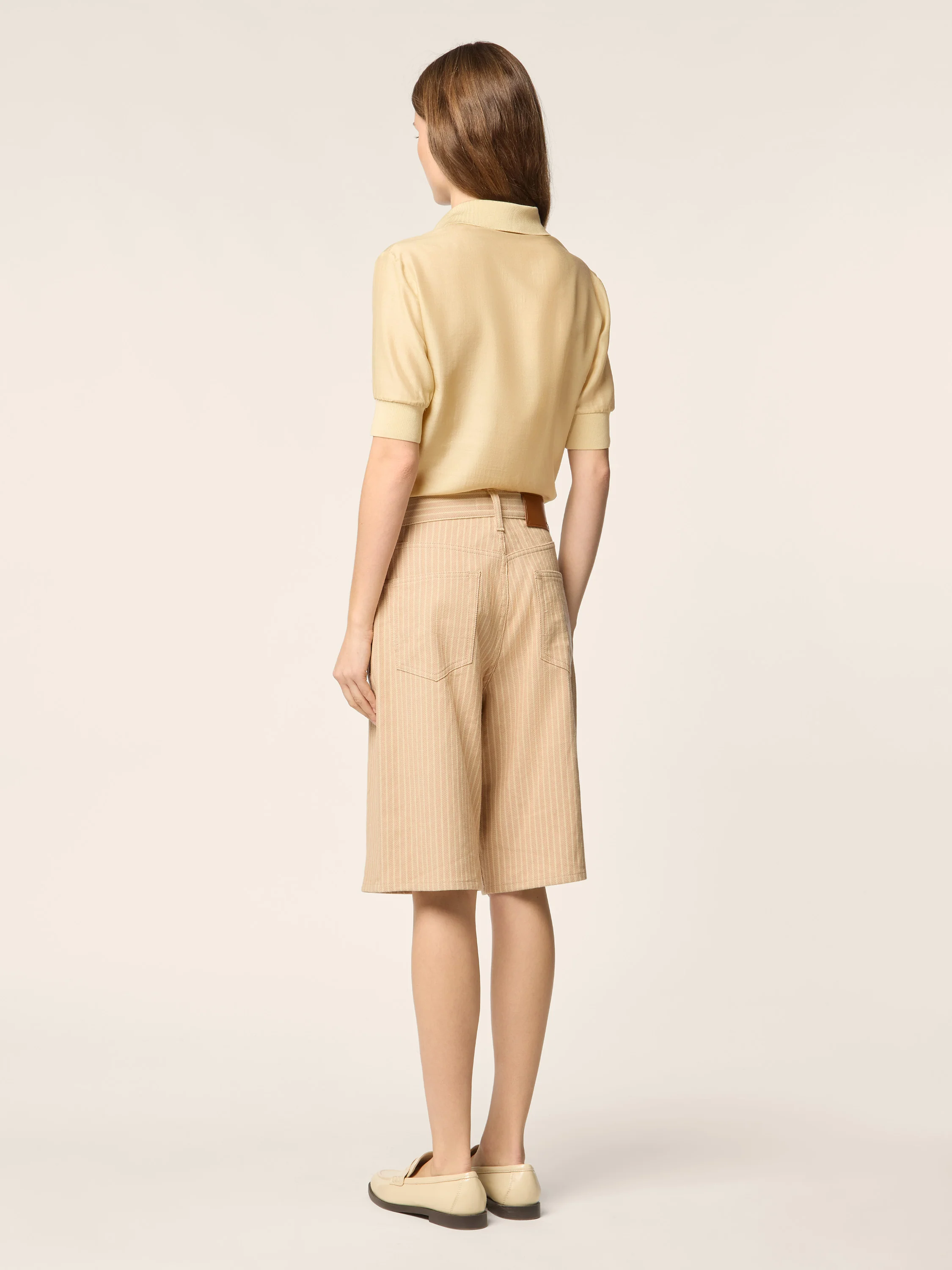 Amber – Cotton-Linen Herringbone Canvas Bermudas - Image 3