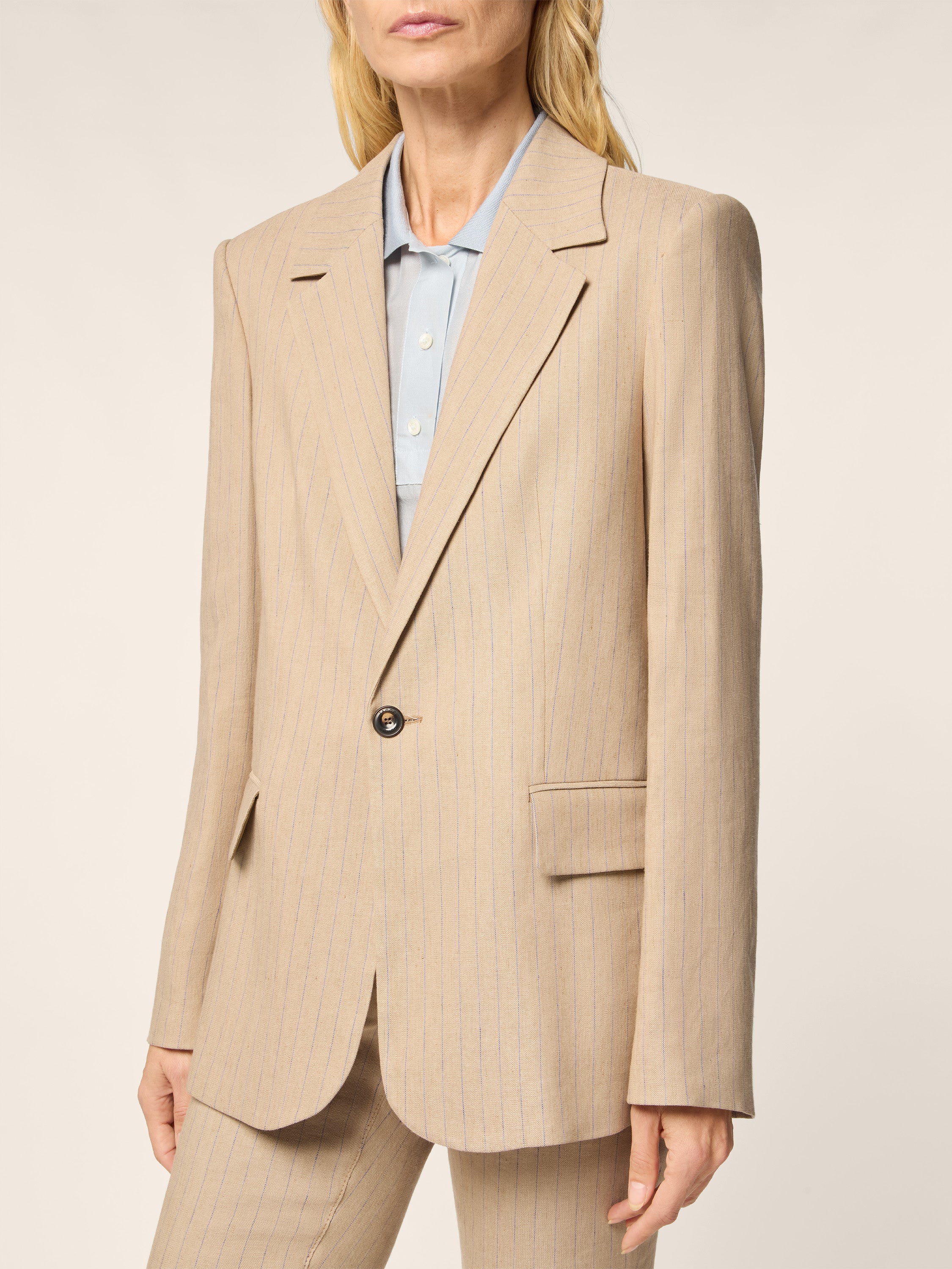 Stretch Viscose-Linen Canvas Blazer - Image 4