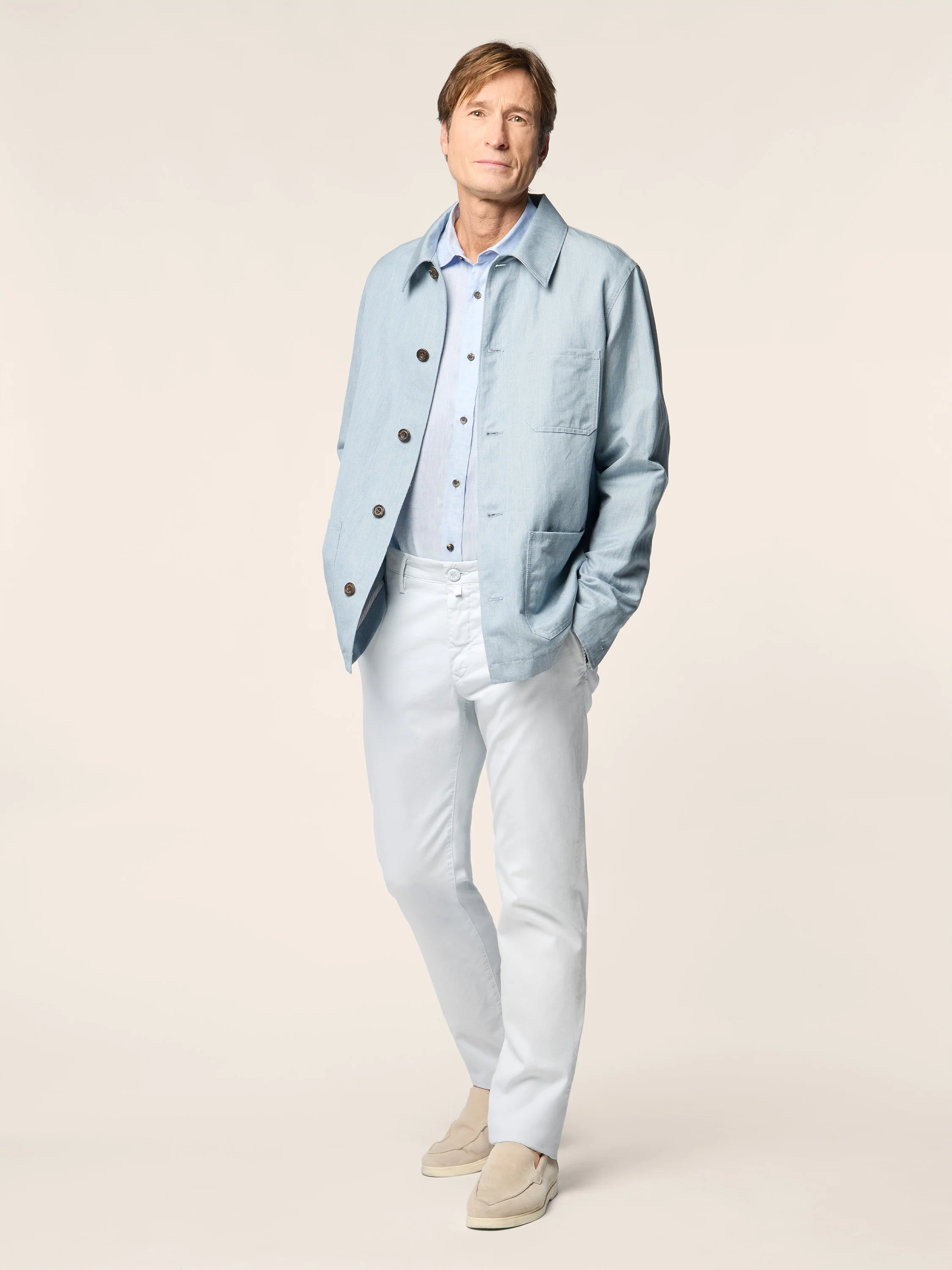 Bobby - Slim Chino Pants in Honeycomb Stretch Cotton - Image 2