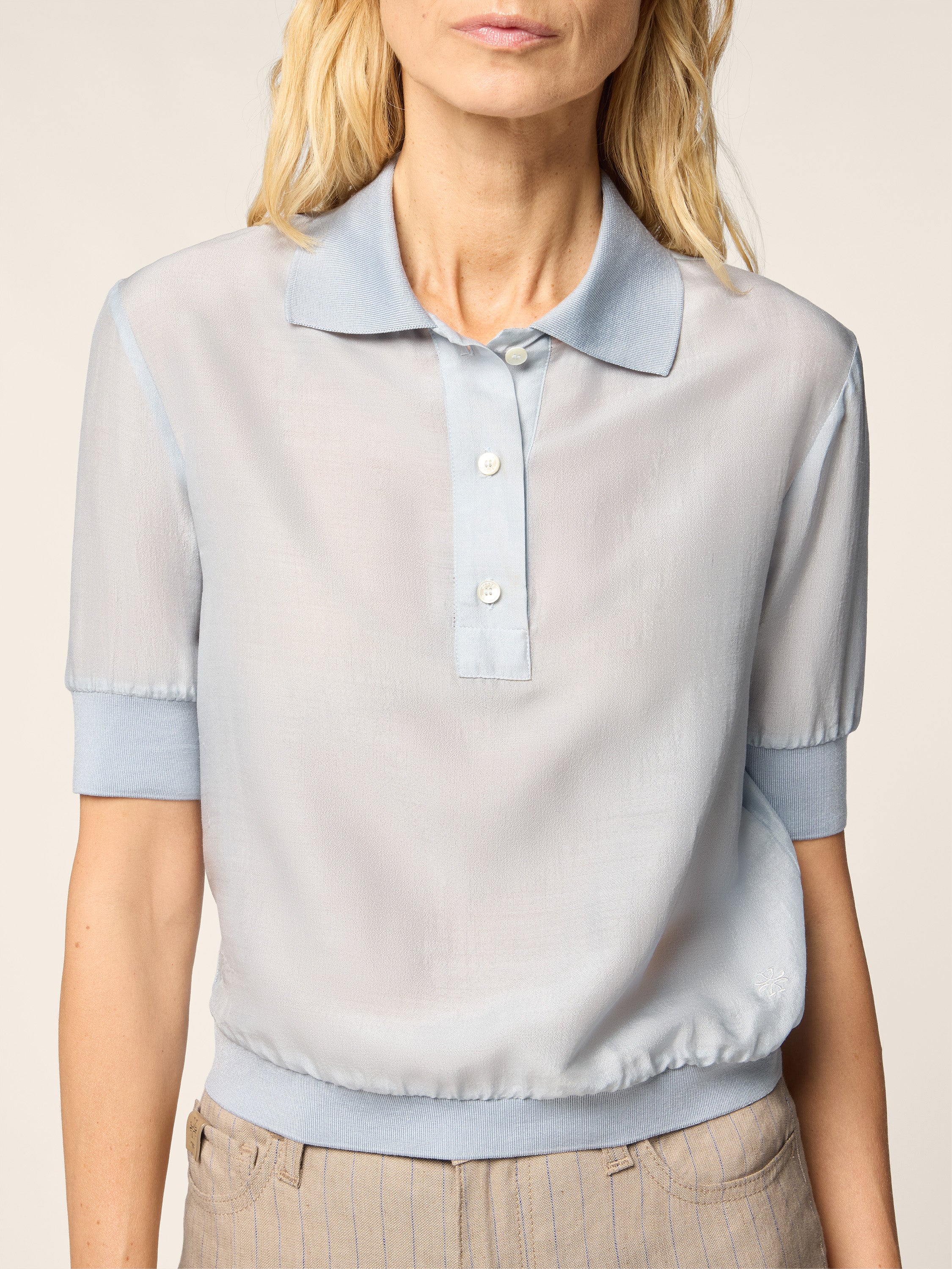 Wool and Silk Chiffon Polo - Image 4