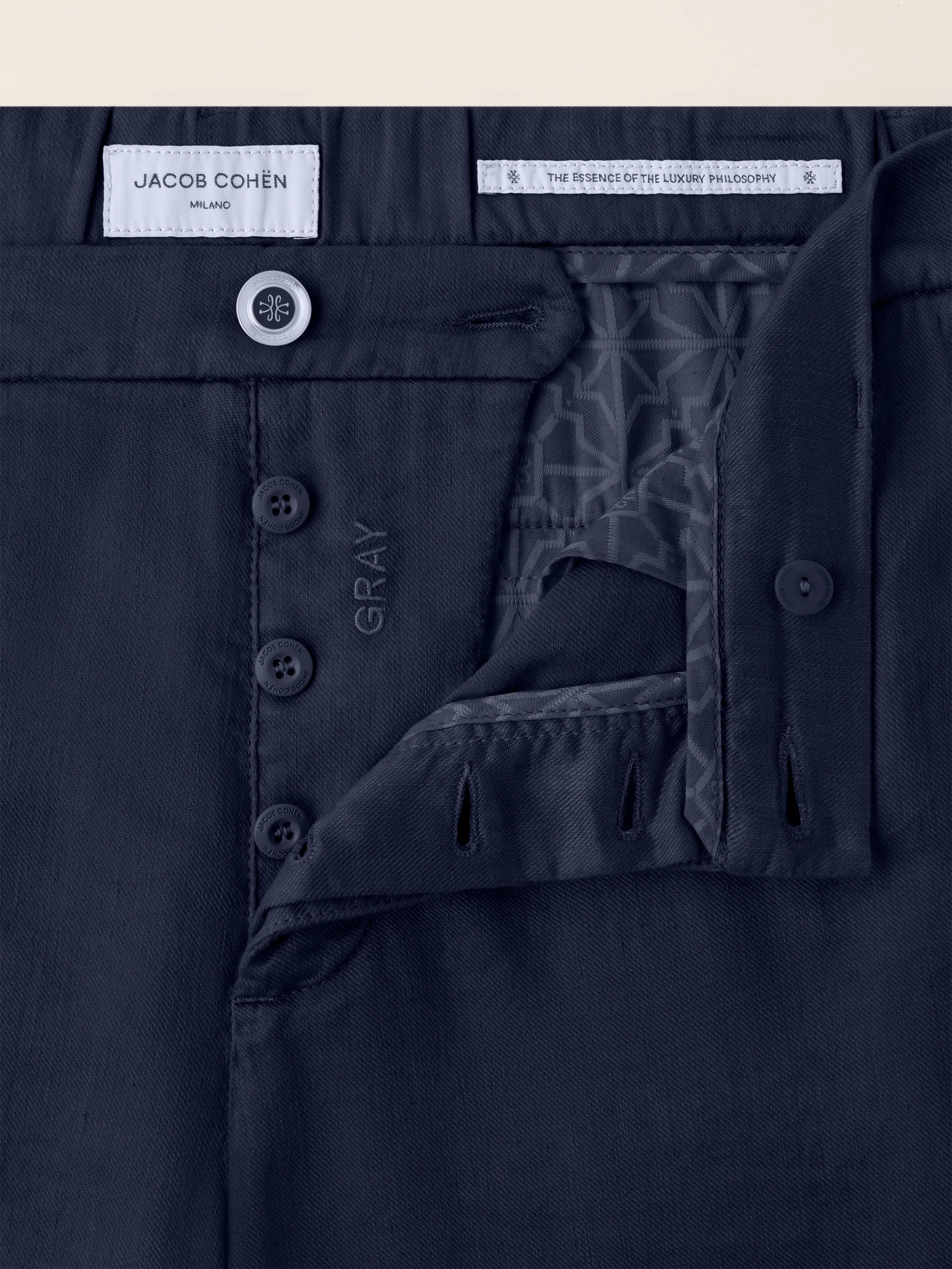 Gray – Pants in Cotton and Linen Stretch Gabardine - Image 6