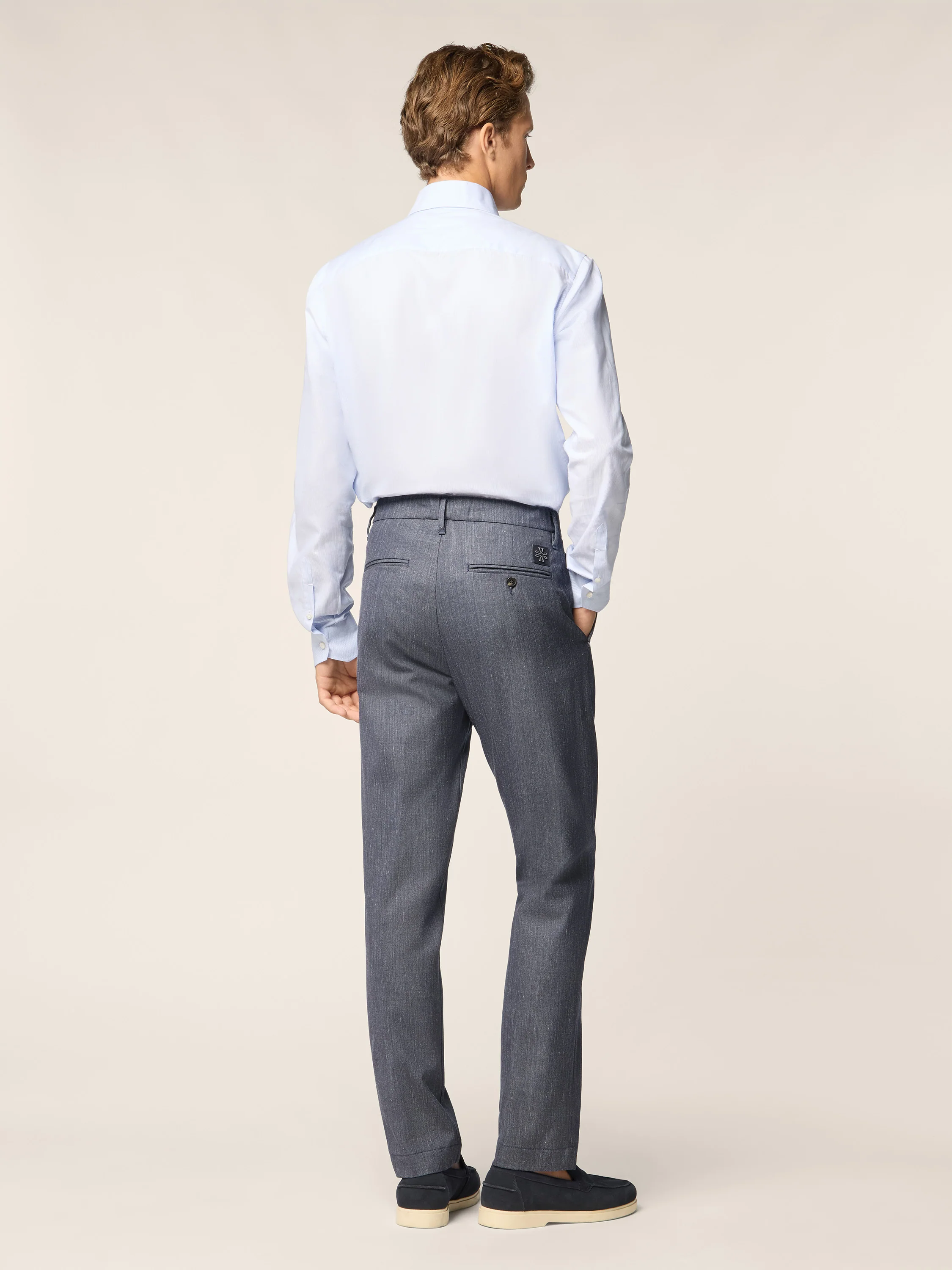Gray – Pants in Wool, Silk and Linen Stretch Gabardine Loro Piana - Image 3