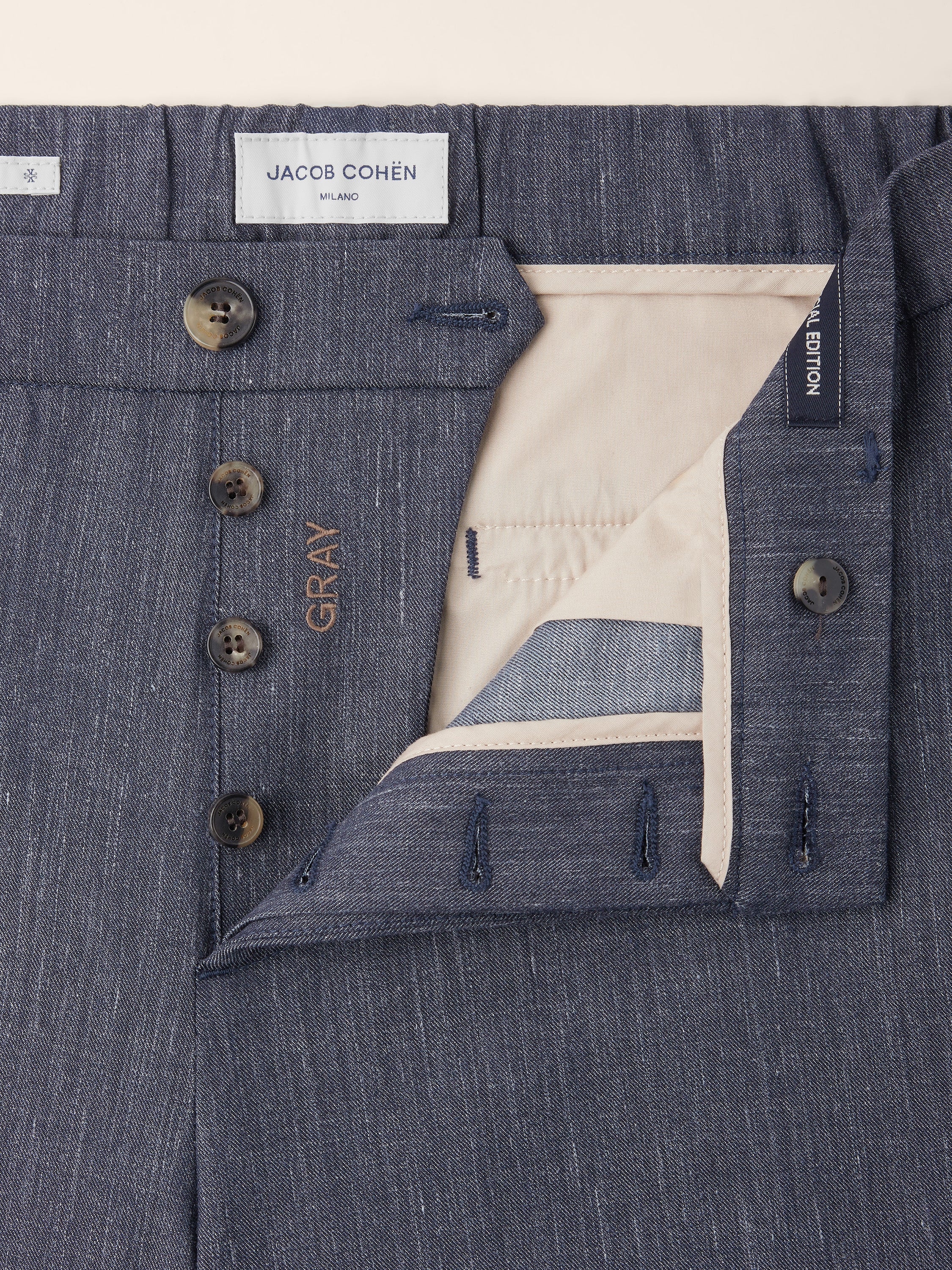 Gray – Pants in Wool, Silk and Linen Stretch Gabardine Loro Piana - Image 5