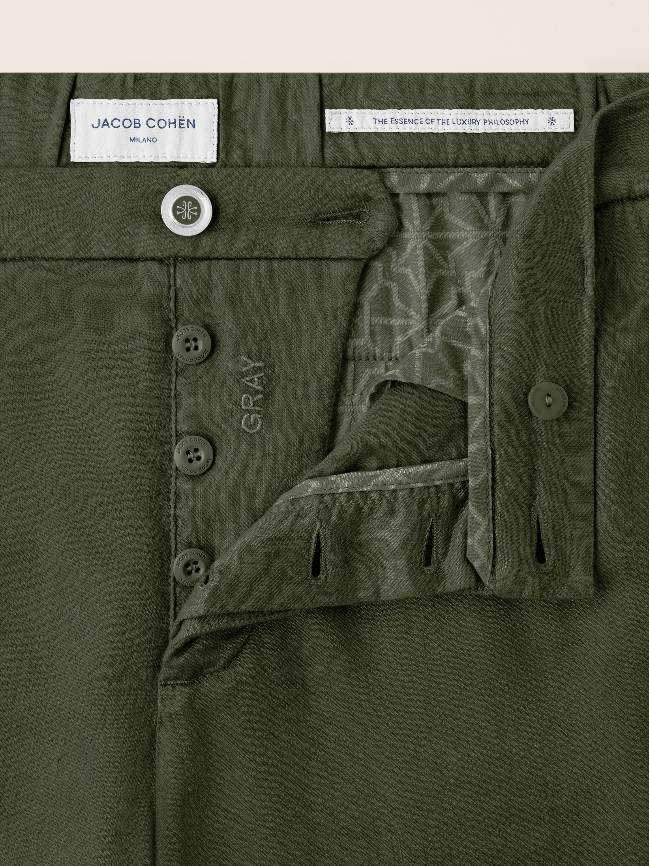 Gray – Pants in Cotton and Linen gabardine stretch - Image 6