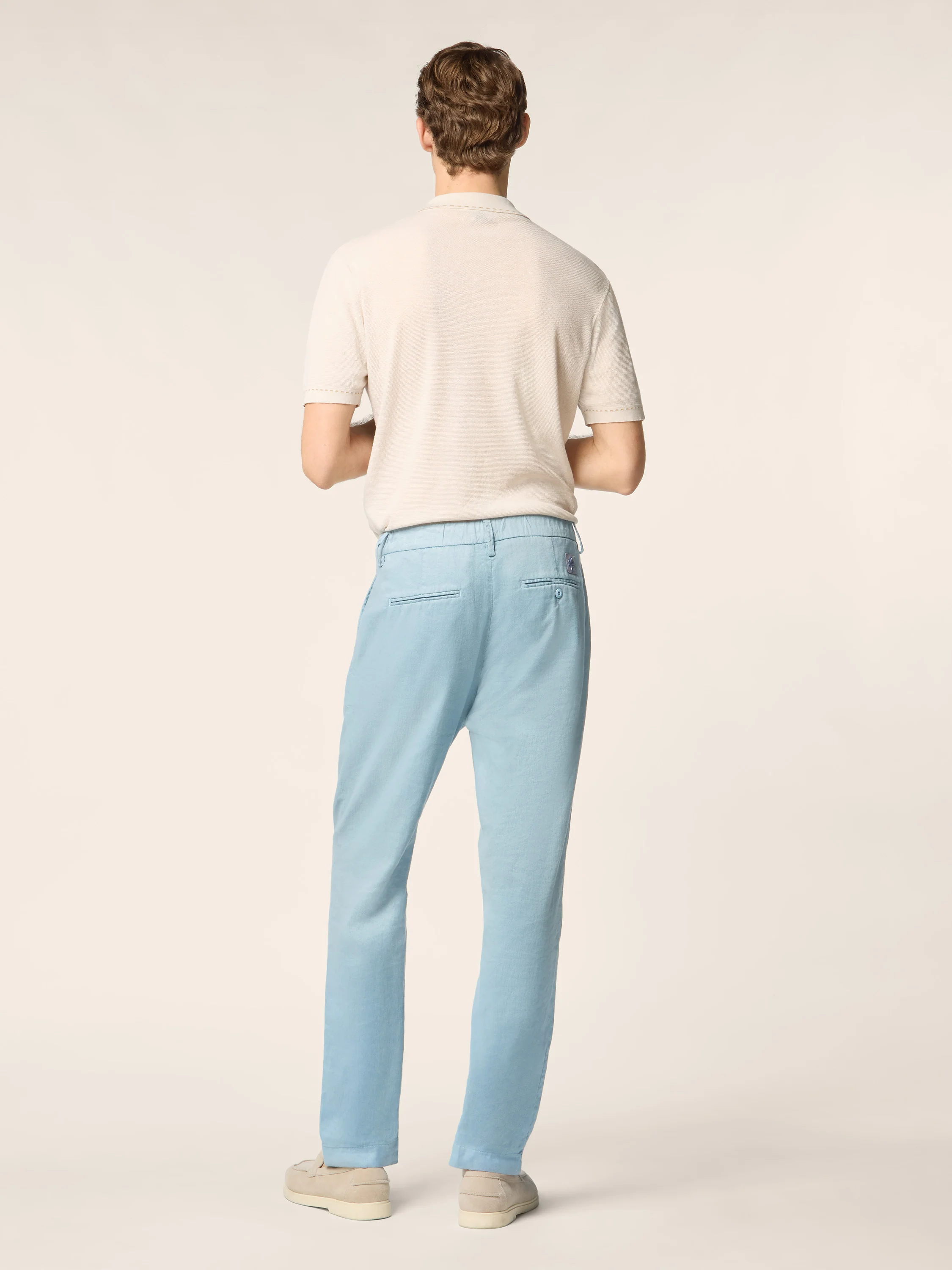 Gray – Cotton and Linen Stretch Gabardine Pants - Image 3