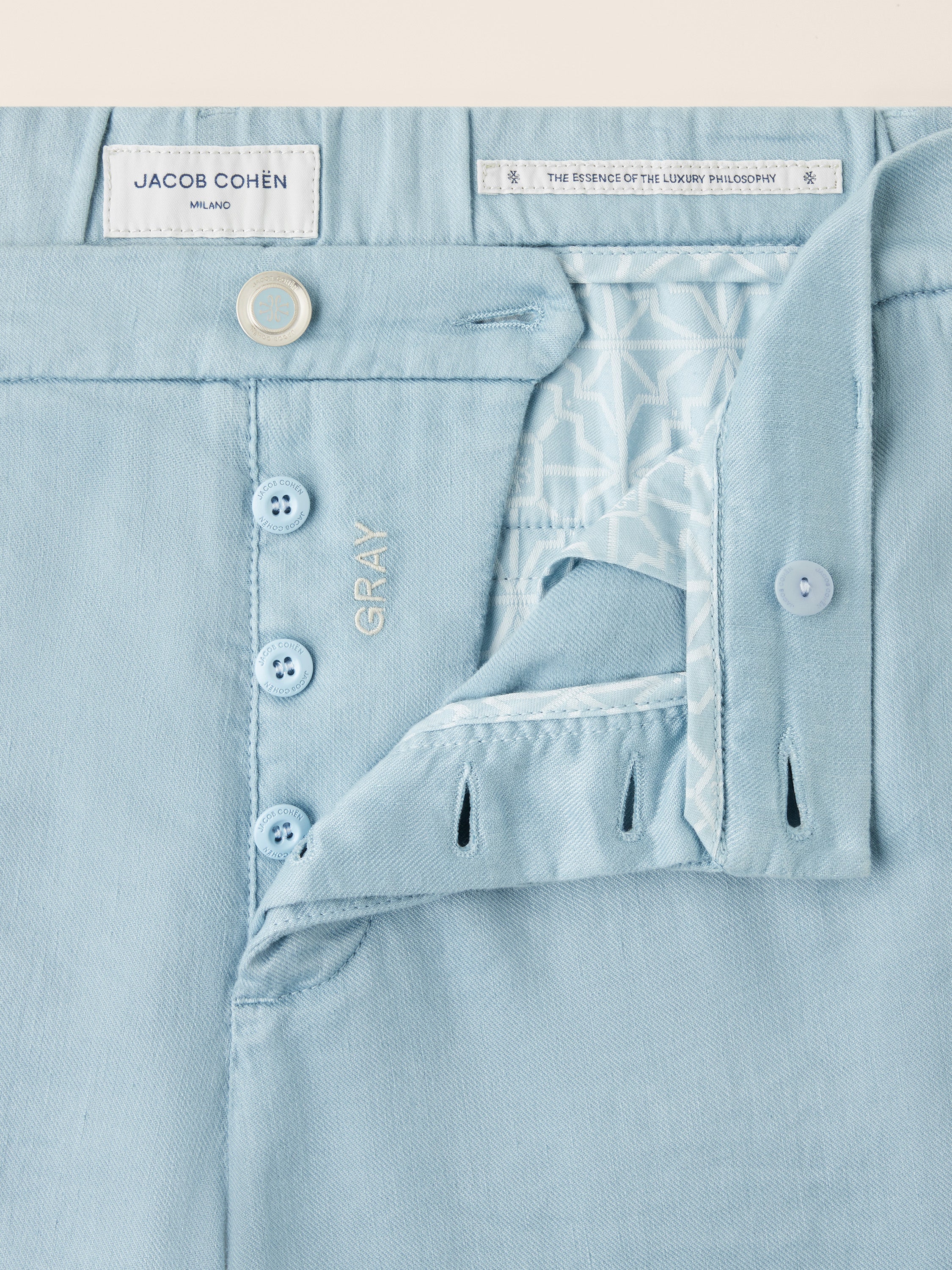 Gray – Cotton and Linen Stretch Gabardine Pants - Image 5