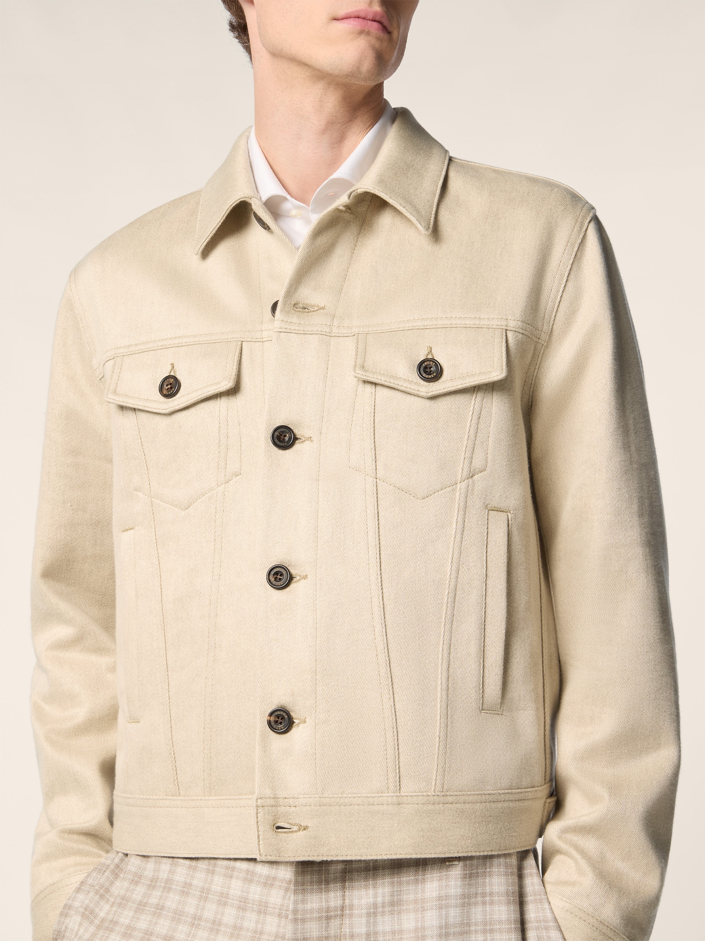 Jacket in Cotton and Linen Twill Loro Piana - Image 4