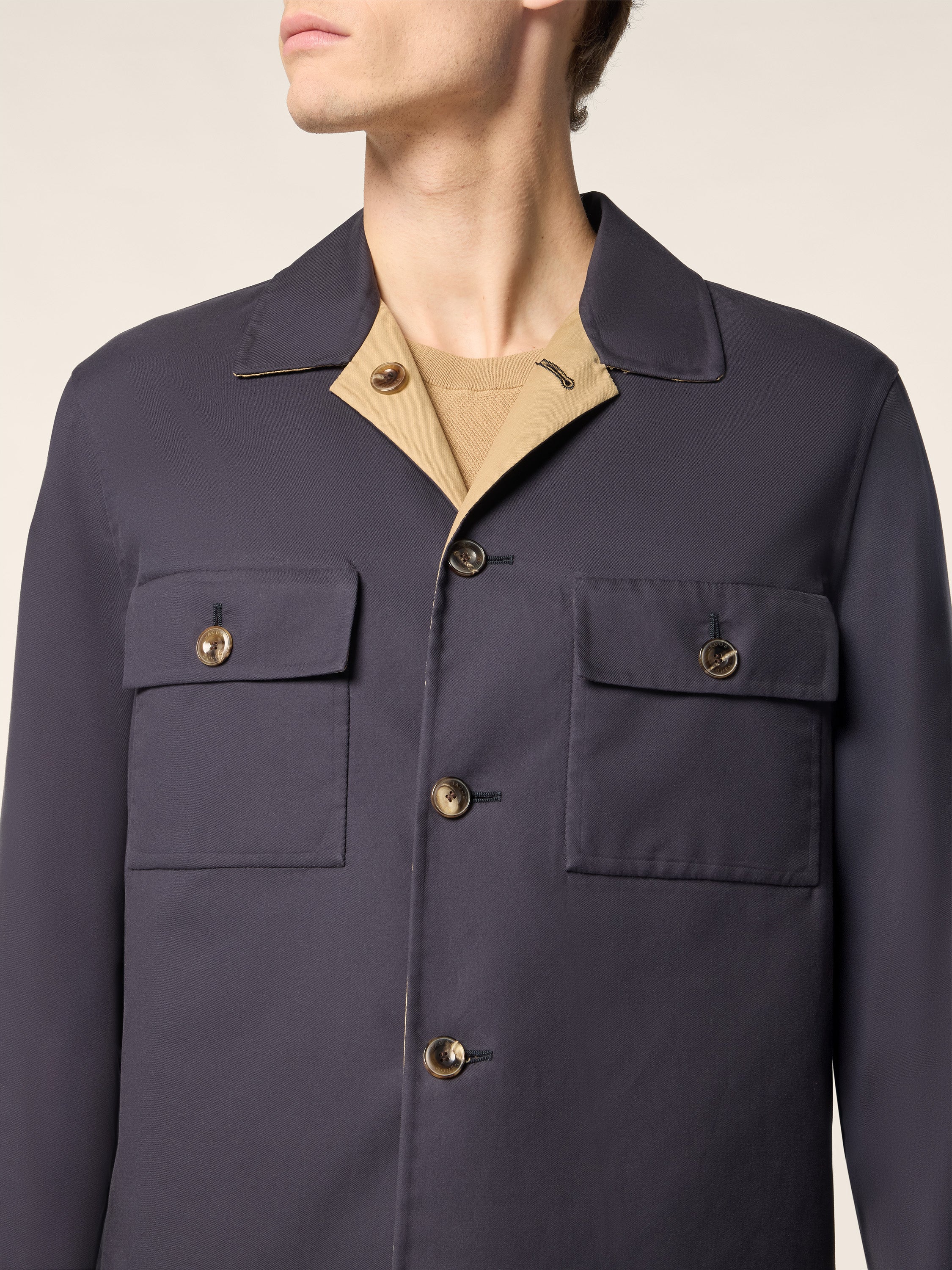 Reversible Sea Island Cotton Overshirt - Image 6