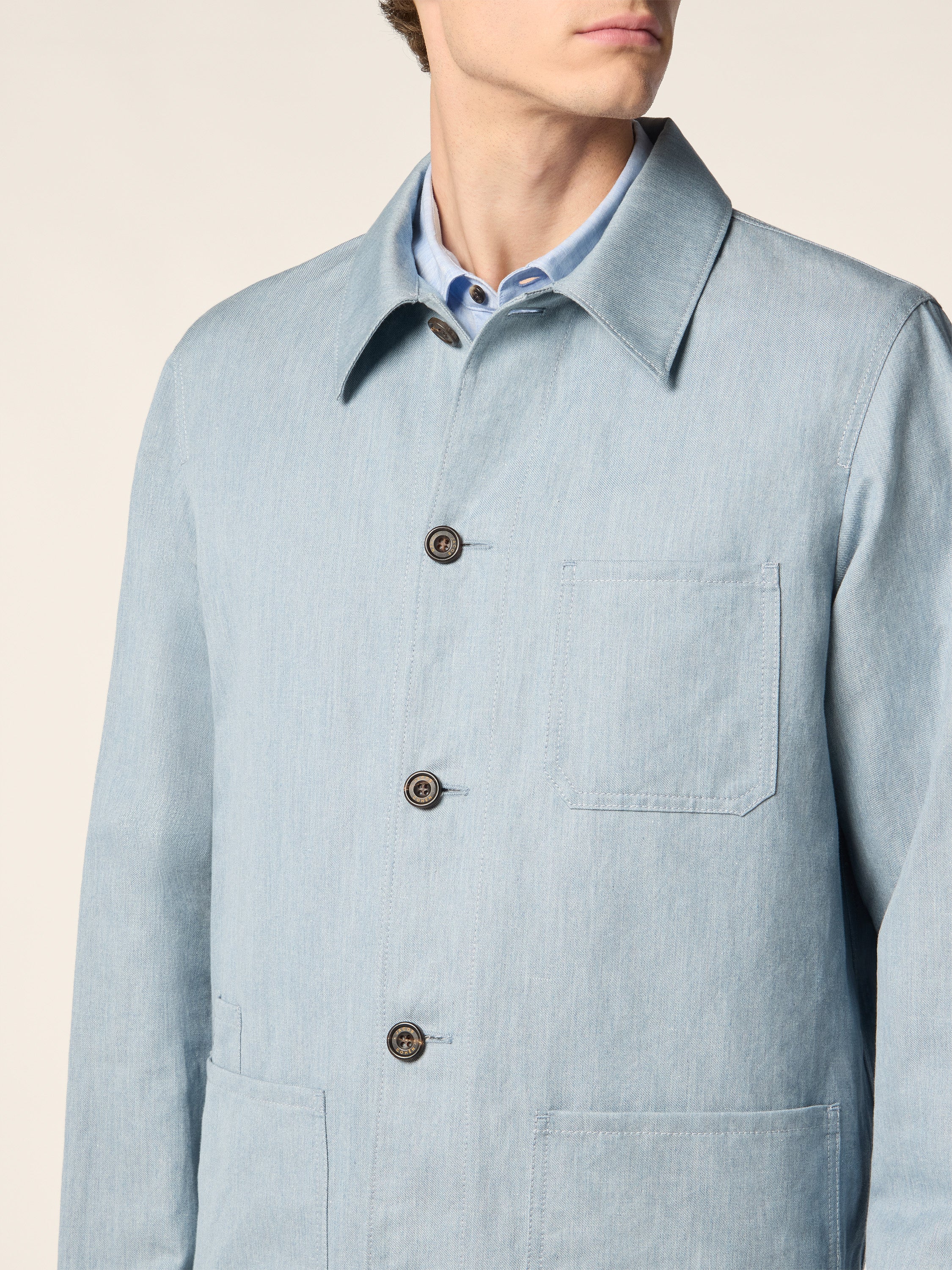 Cotton-Linen Gabardine Overshirt - Image 4