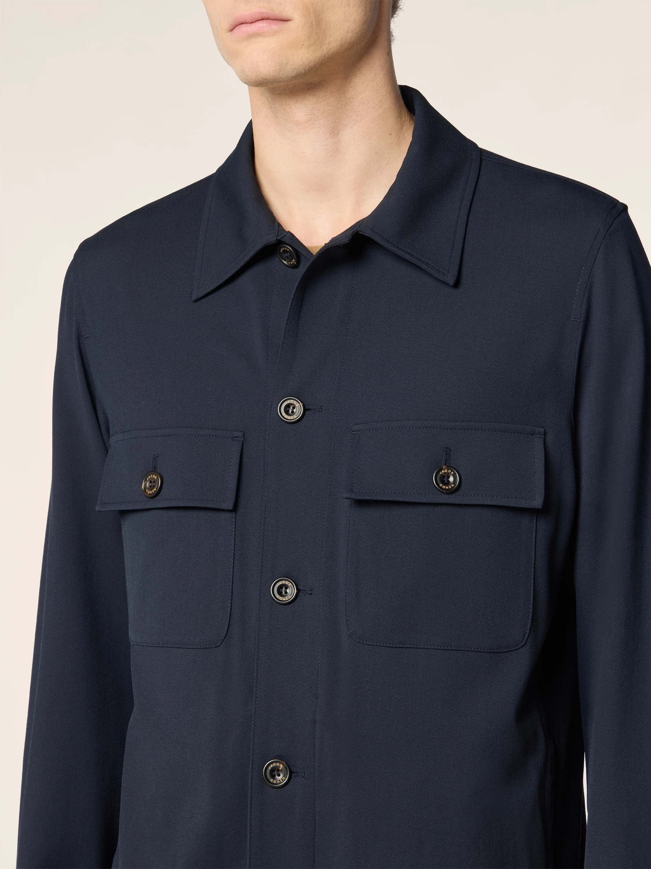 Overshirt in Wool and Nylon Stretch Twill - Image 4
