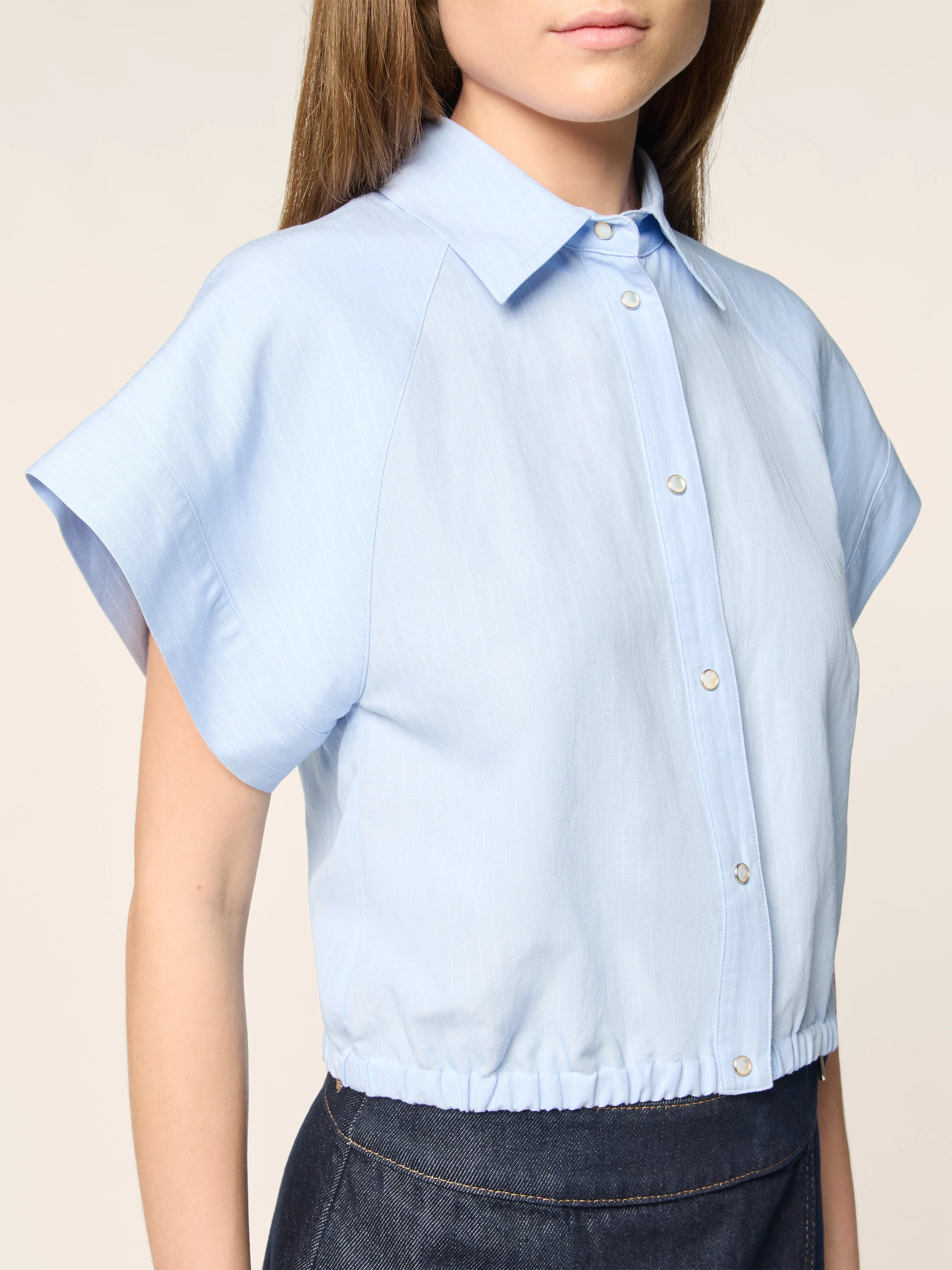 Viscose-Linen Pinstripe Canvas Shirt - Image 4