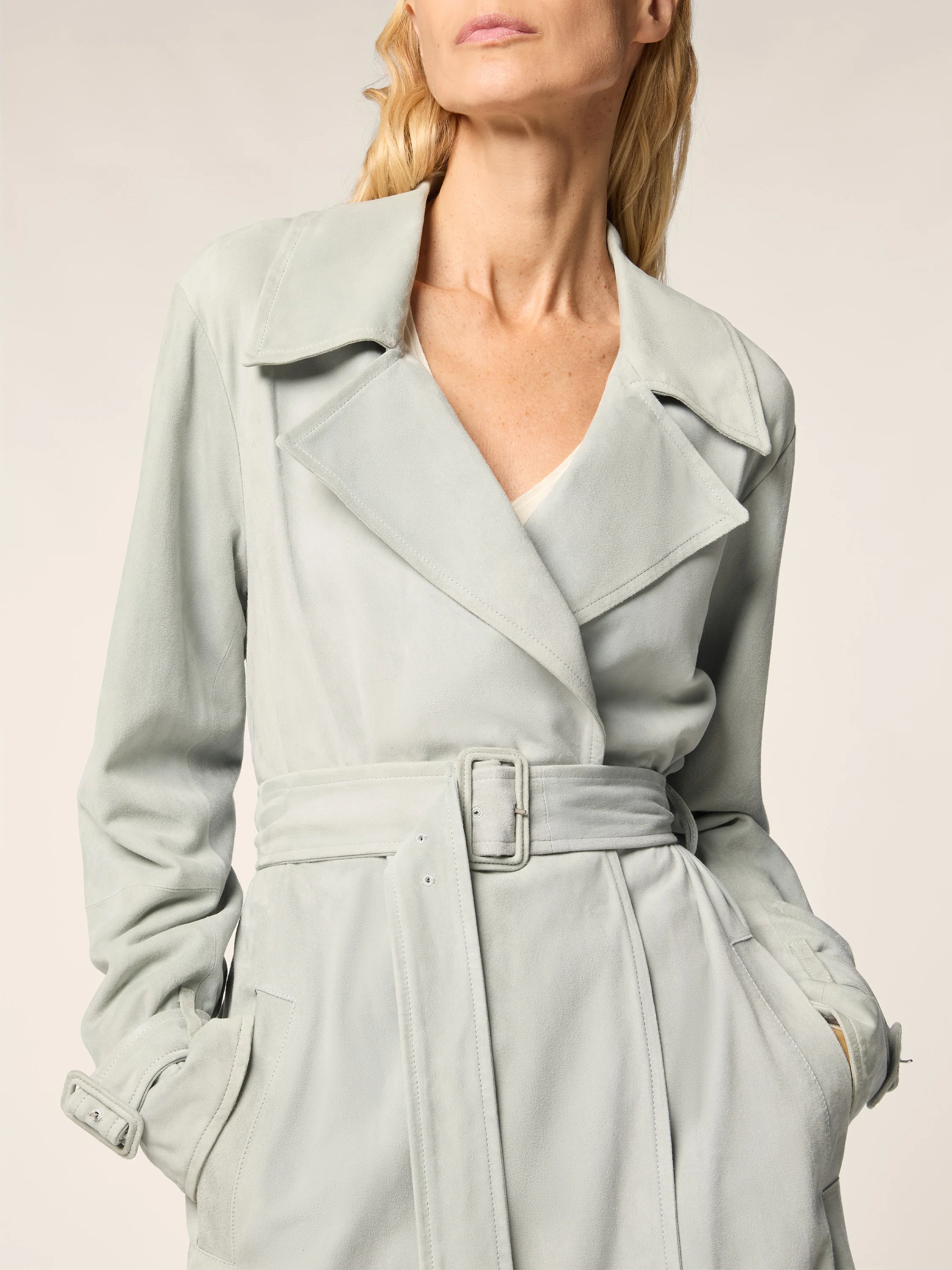 Light Suede Trench Coat - Image 4