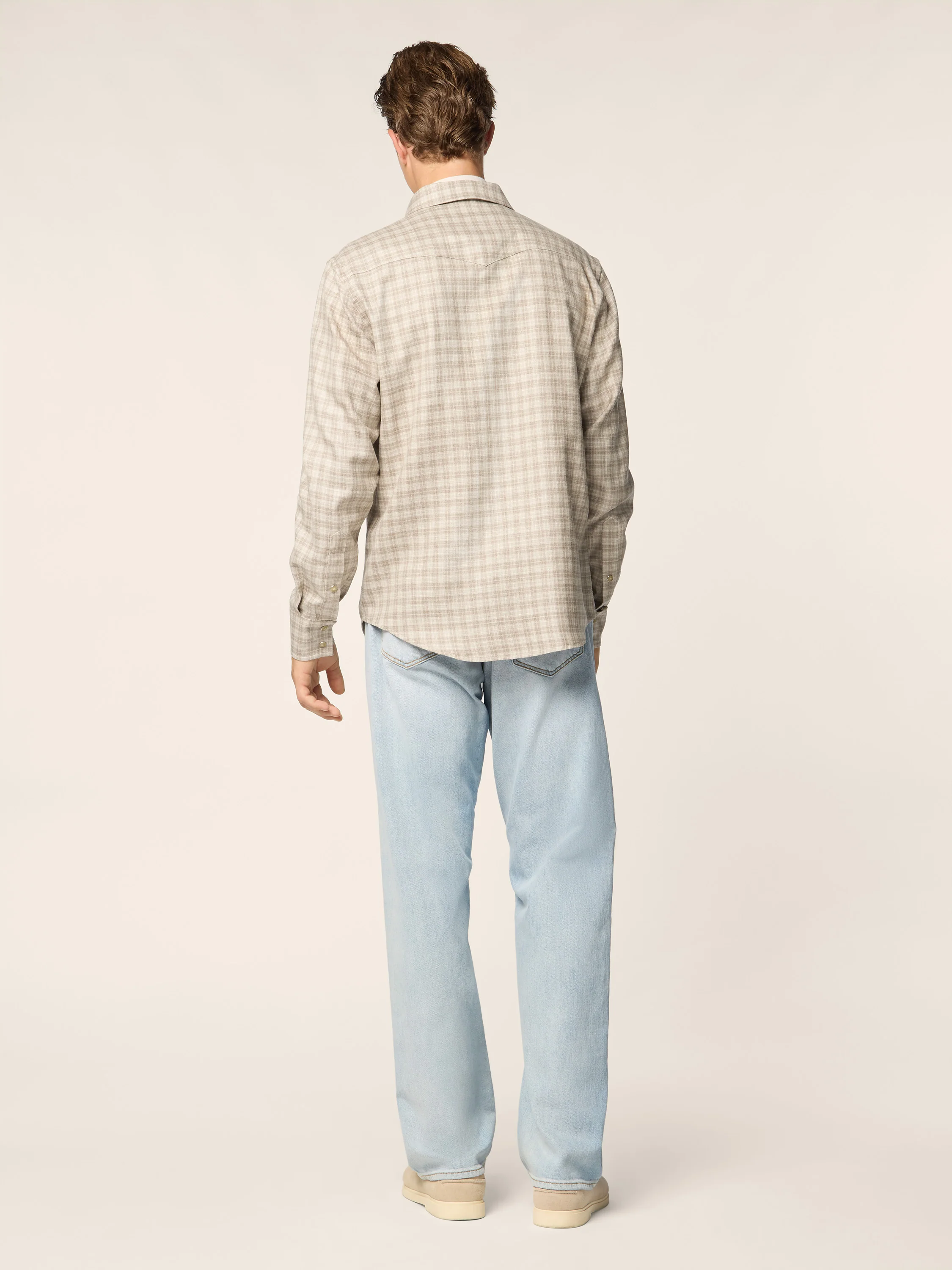 Western Shirt in Prince of Wales Loro Piana - Image 3