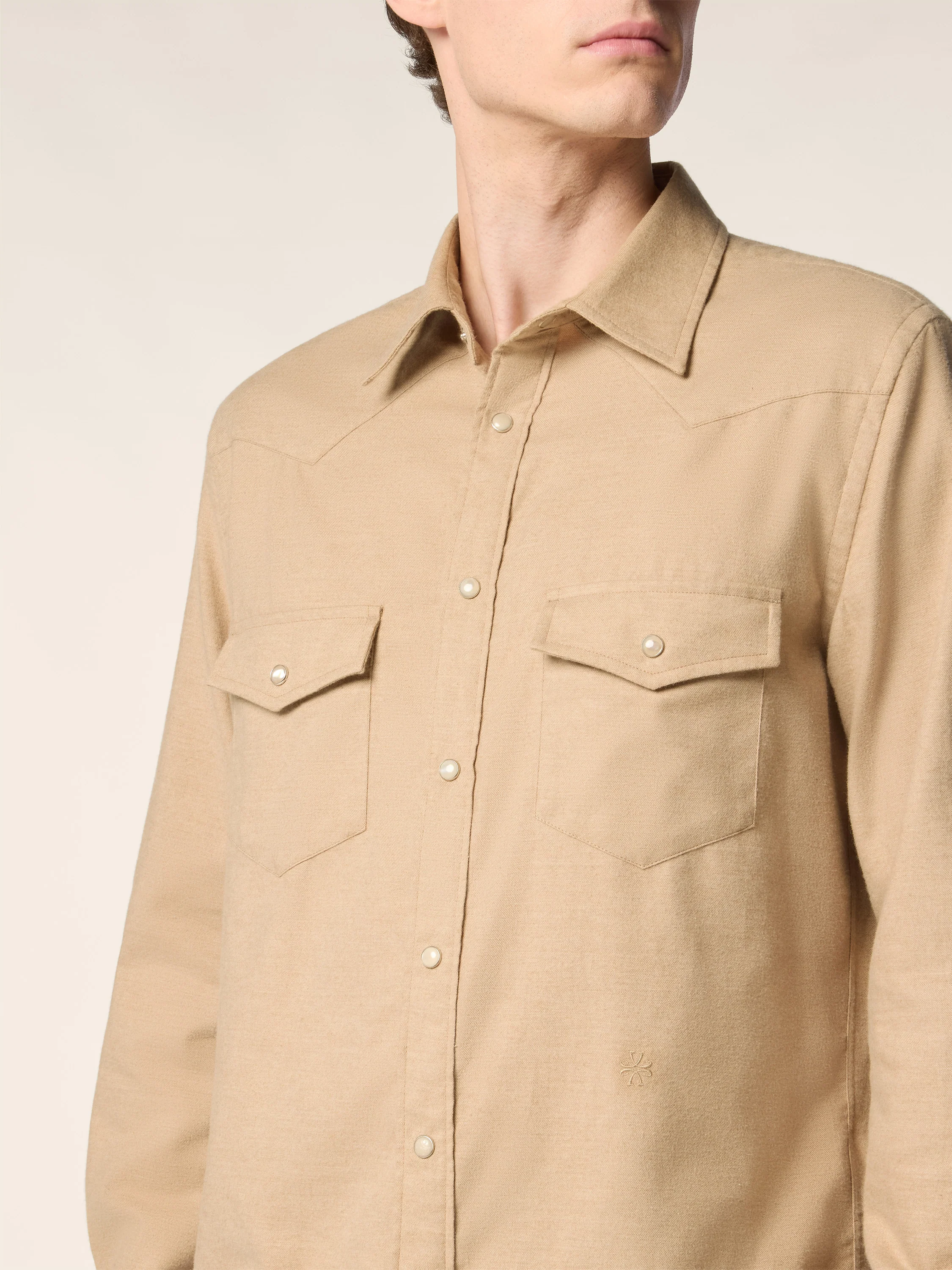 Cotton-Cashmere Flannel Western Shirt - Image 4