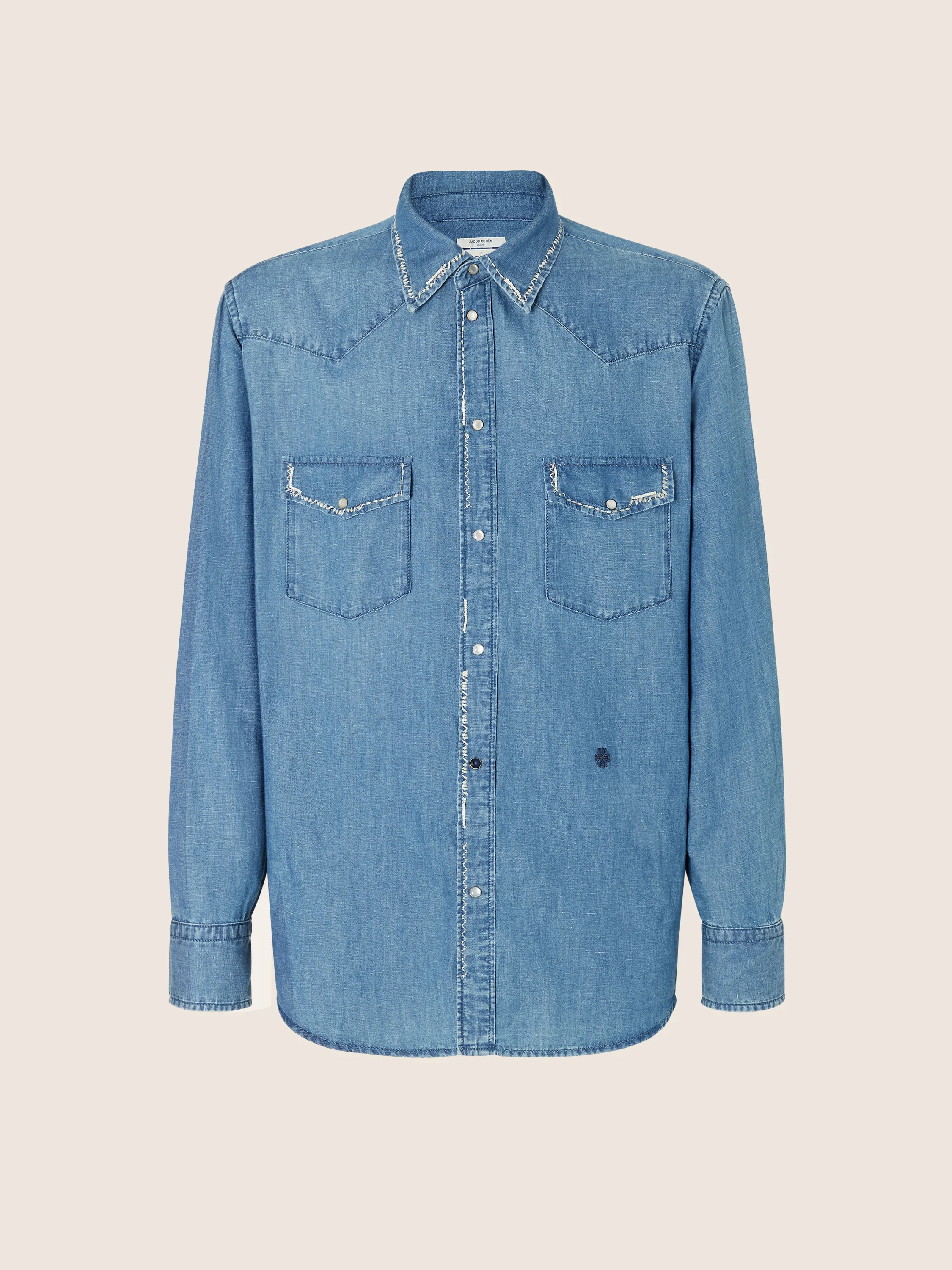 Western Shirt in Cotton-Linen Chambray